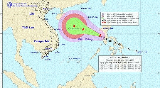 Bão số 13 đã vào Biển Đông gió giật cấp 12, còn mạnh thêm