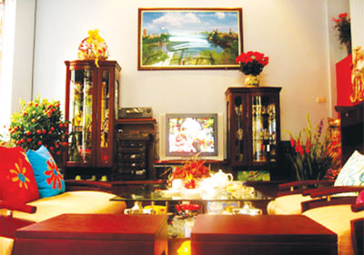 Phong thủy trang trí phòng khách đón Tết