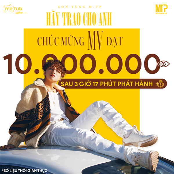 Sơn Tùng M-TP xô đổ mọi kỷ lục Youtube với MV “Hãy trao cho anh”