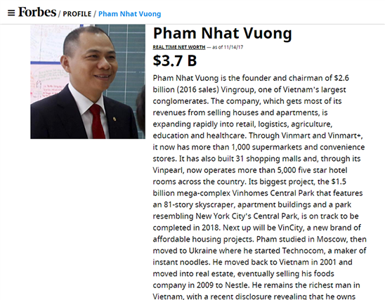 Vượt Donald Trump, ông Phạm Nhật Vượng lộ tài sản 4,8 tỷ USD
