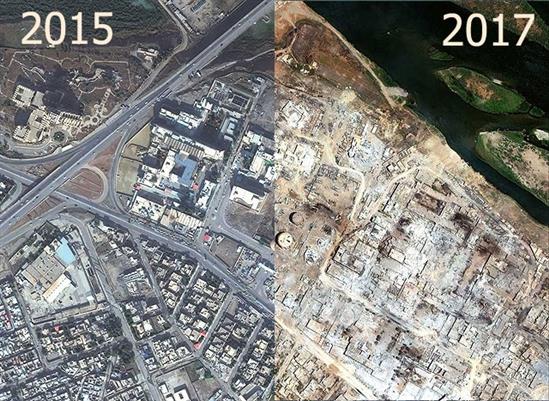 Thành phố Mosul bị IS tàn phá qua hình ảnh vệ tinh