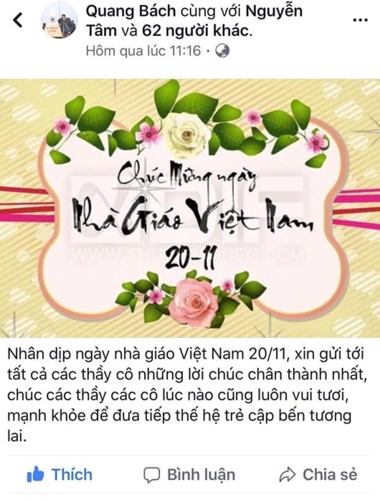 Những lời chúc mừng thầy cô ngày 20/11 “đốn tim“ cộng đồng mạng