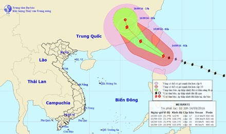 Siêu bão Meranti di chuyển nhanh vào biển Đông