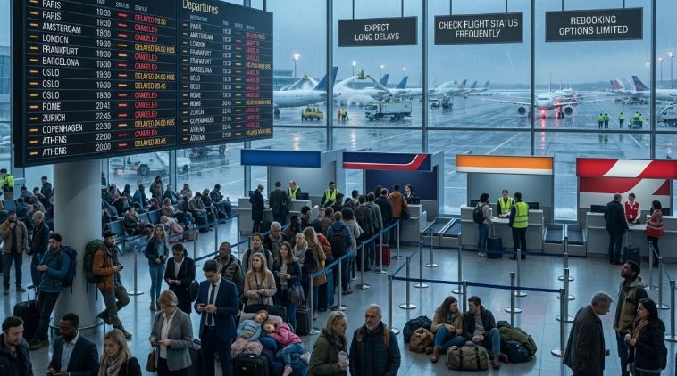 Hàng nghìn du khách mắc kẹt tại các sân bay châu Âu trước thềm năm mới