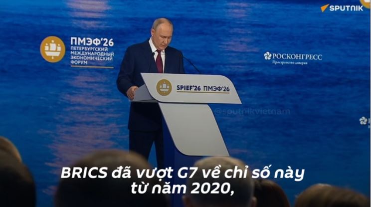 Tổng thống Nga: Đóng góp của G7 vào tăng trưởng kinh tế toàn cầu thấp hơn so với BRICS