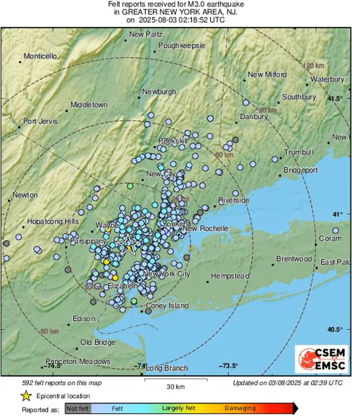 Động đất rung chuyển New York, người dân được khuyến cáo tự kiểm tra nhà cửa