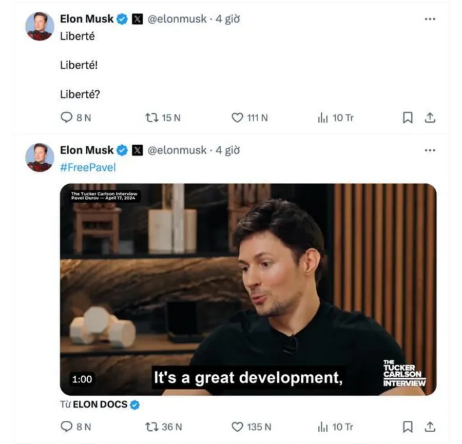 Elon Musk lên tiếng ủng hộ ông chủ Telegram, lo ngại về án tù 20 năm