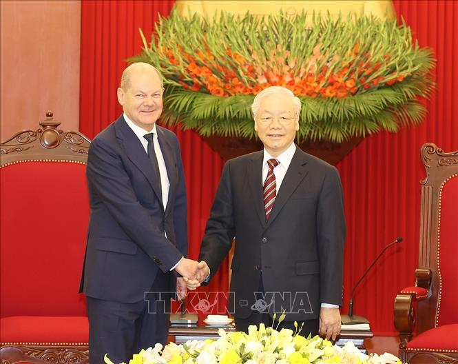 Tổng Bí thư Nguyễn Phú Trọng tiếp Thủ tướng Đức Olaf Scholz thăm chính thức Việt Nam