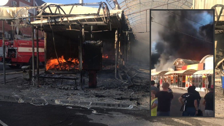 Cháy dữ dội ở một khu chợ thành phố Shakhty, tỉnh Rostov