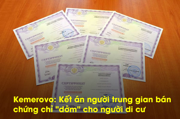 Kemerovo: Kết án người trung gian bán chứng chỉ 
