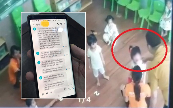Hé lộ tin nhắn xin lỗi của người đàn ông đánh cháu bé tại trường mầm non: ''Mong gia đình thương em, tha cho em lần này''