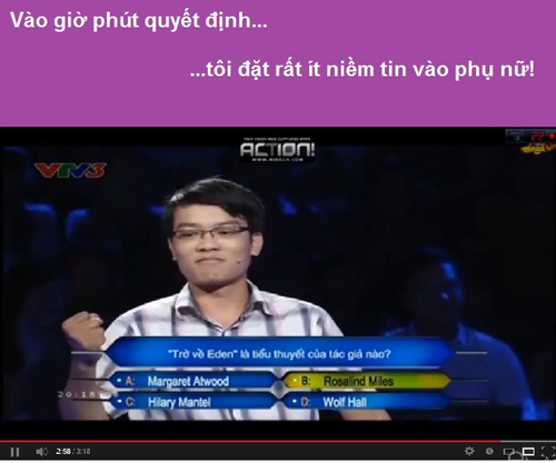 Dân mạng sốt vì câu 'Tôi ít tin phụ nữ' trong 'Ai là triệu phú'