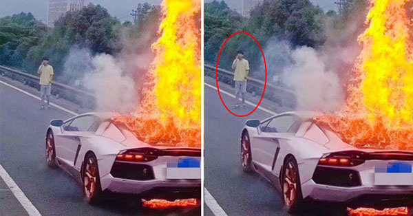 Tài xế thất thần nhìn siêu xe 1,2 triệu USD mượn của bạn bốc cháy