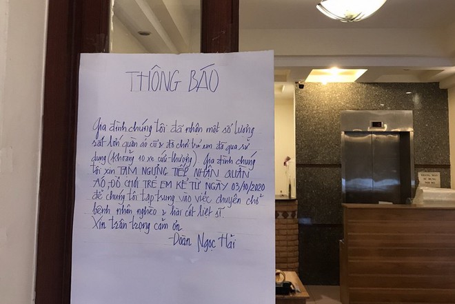 Ông Đoàn Ngọc Hải 'xin tạm ngưng' sau khi nhận 10 xe quần áo, đồ chơi