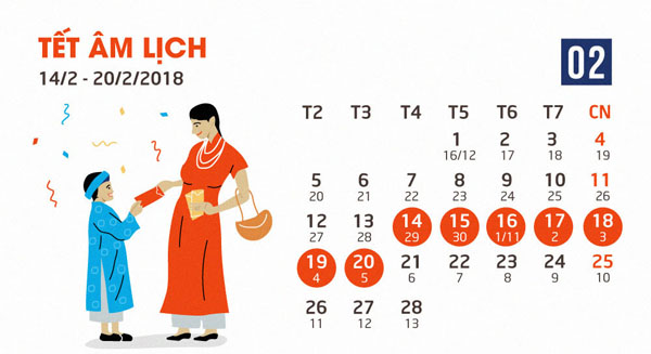 Chi tiết lịch nghỉ dịp lễ, tết năm 2018