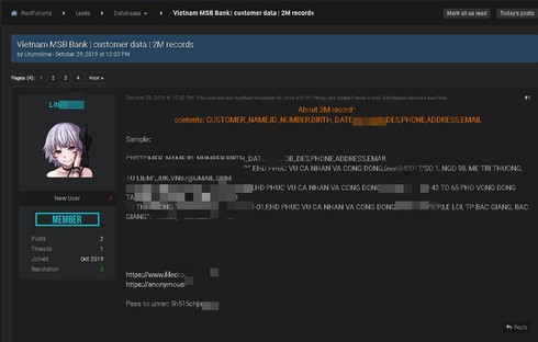 Xôn xao thông tin 1 ngân hàng TMCP lộ dữ liệu 2 triệu khách hàng vào tay hacker