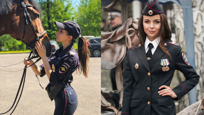 Chân dung nữ cảnh sát xinh đẹp Nga giỏi cưỡi ngựa Darya Yusupova
