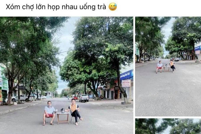 Mang bàn ghế ra ngồi giữa đường, 2 người đàn ông bị phạt 6 triệu đồng