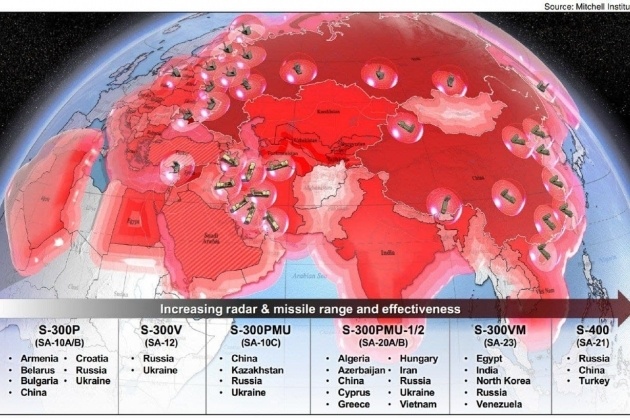 S-300 và S-400 của Nga kiểm soát 90% không phận lục địa Á-Âu