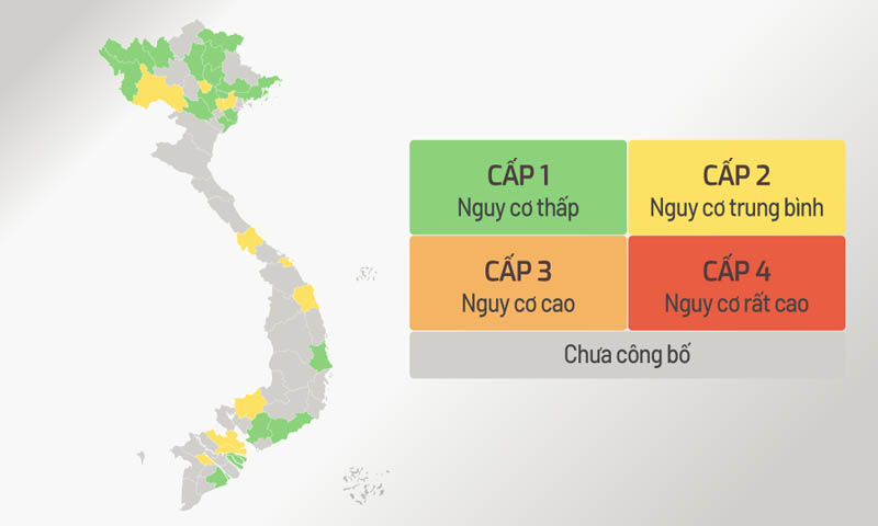 Cấp độ dịch của 63 tỉnh, thành phố trên cả nước