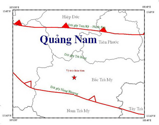 Động đất 2,9 độ richter tại khu vực thủy điện Sông Tranh 2