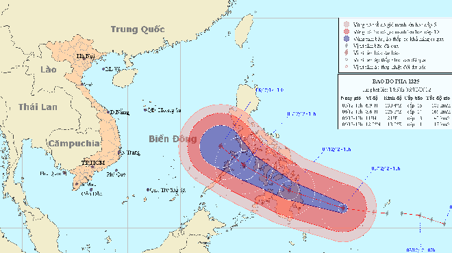 Siêu bão Bopha áp sát Biển Đông