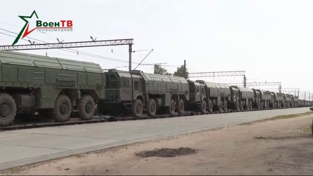 Đoàn tàu chở hệ thống tên lửa Iskander-M của Nga đã đến Belarus