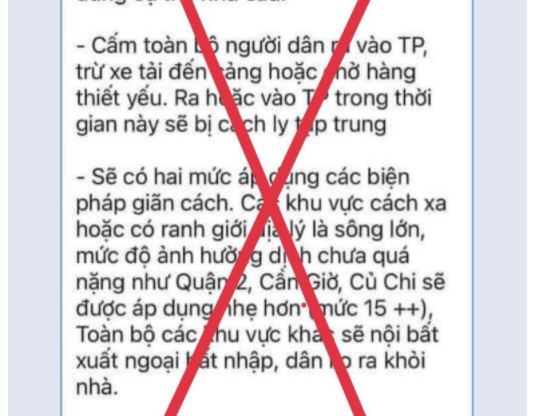 Bác tin phong tỏa TP.HCM trong 10-15 ngày