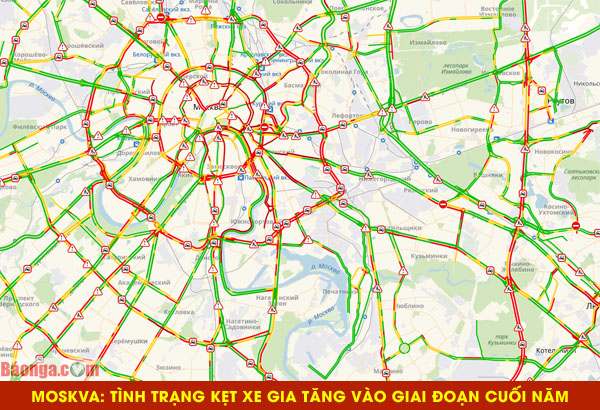 Moskva: Tình trạng kẹt xe gia tăng vào giai đoạn cuối năm