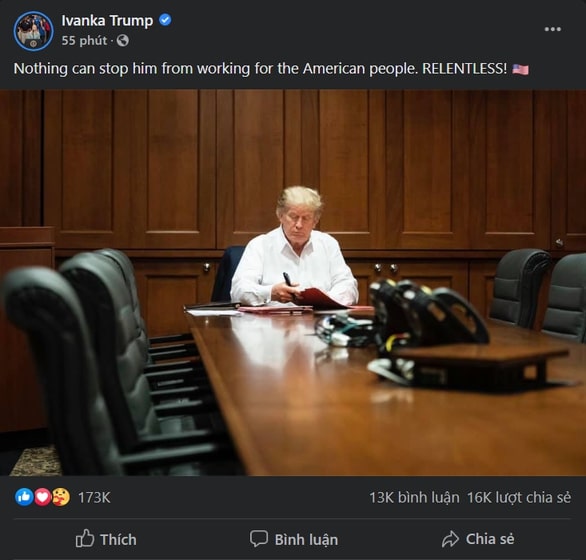 Con gái ông Trump đăng hình cha bệnh nhưng vẫn làm việc, dân mạng cầu nguyện