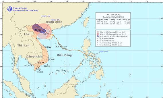 Tin mới nhất về cơn bão số 5 (chiều 3.8)