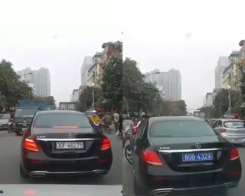 Ô tô biển trắng đổi thành biển xanh giữa Thủ đô như phim hành động