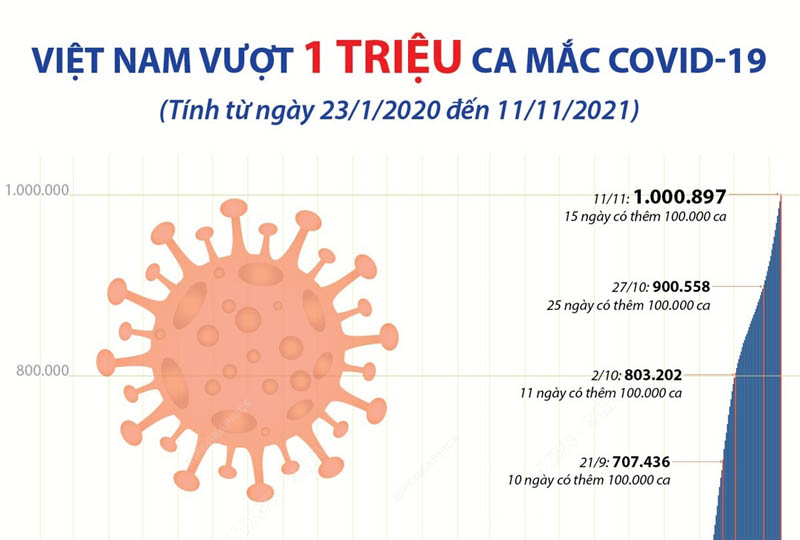 Việt Nam vượt 1 triệu ca mắc COVID-19