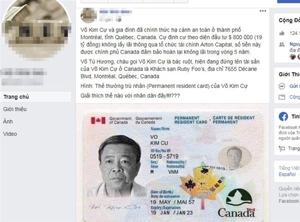 Ông Võ Kim Cự bác tin ông và gia đình định cư ở Canada