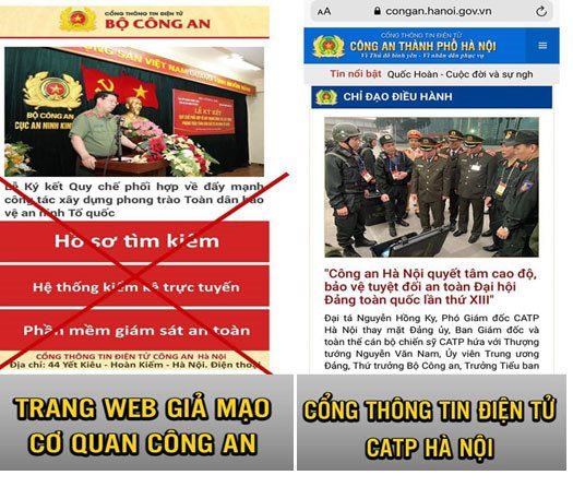 Truy tố 2 bị can giả mạo Cổng thông tin điện tử Công an TP Hà Nội